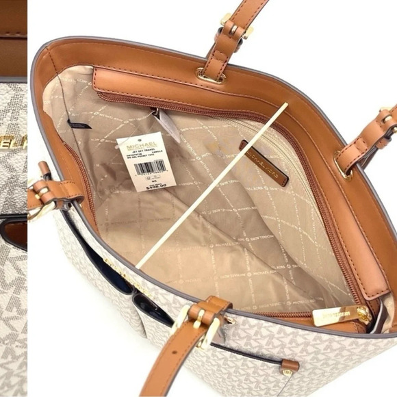 Michael Kors Medium Double Packet Tote Bag & Trifold Wallet Vanilla/Brown - Picture 10 of 14